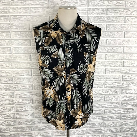 Jogal Other - Jogal Mens Hawaiian Floral Sleeveless Shirt